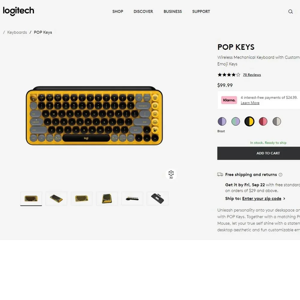 New Logitech POP KEYS Wireless Mechanical Keyboard Customizable Emoji Keys